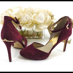 Michael Kors Georgia 7.5 Wine Burgundy Suede heels